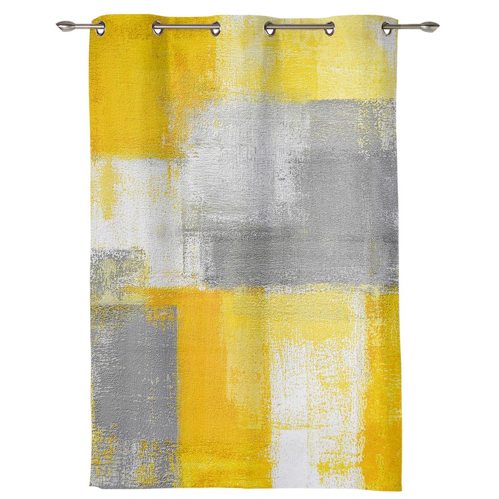 Olieverf Abstract Geometrisch Geel Gordijnen Woondecoratie Woonkamer Gordijnen Badkamer Slaapkamer Raamgordijnen