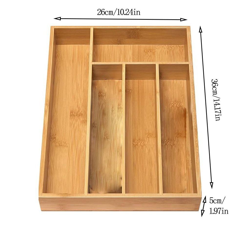 Bambusowy Organizer do Szuflady na Przybory Rozszerzalny Rowkowany Wkład na Sztućce Przegródki do Szuflad Szafek Sztućce