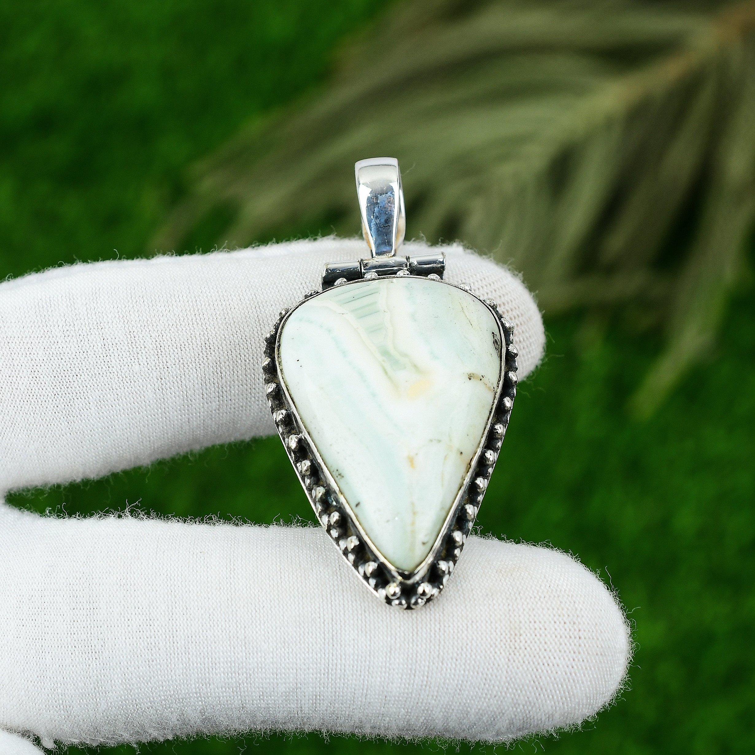 

Mothers day Deal Blue Rhodochrosite Gemstone 925 Silver Bezel Engagement Pendant