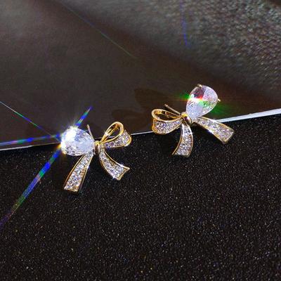 Trendy Temperament Stud Earrings Bow Earrings Women'S Simple Student High-End Earrings