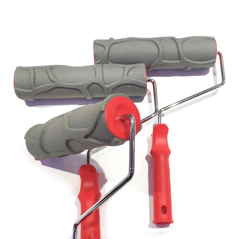 Household DIY Paint Roller Embossing Stencils Art Brush Construction Tool Brick Roller for Wall Paint Texture Rolling Flower