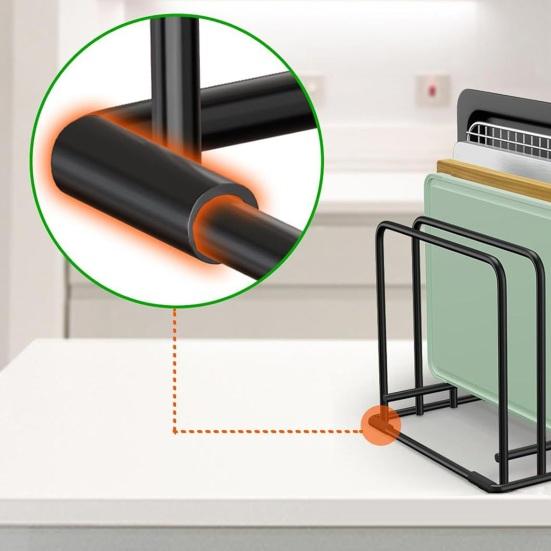 1/2 Adet Kesme Tahtası Tutucu Mutfak Tava Düzenleyici Kaymaz Ayaklı Büyük Kapasiteli 5 Yuvalı Tasarım Fırın Tepsisi Saklama Rafı