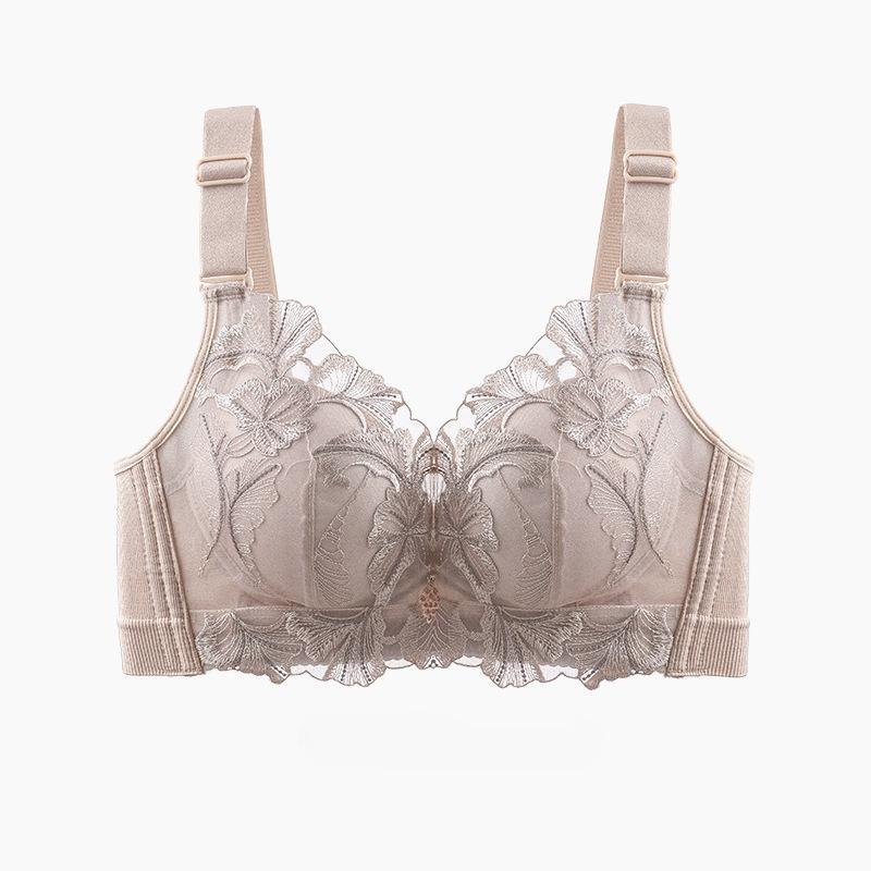 Embroidered Gathering Bra Women's Adjustable Underwear Lace-holding Bra Large-sized Sexy Lace Bra