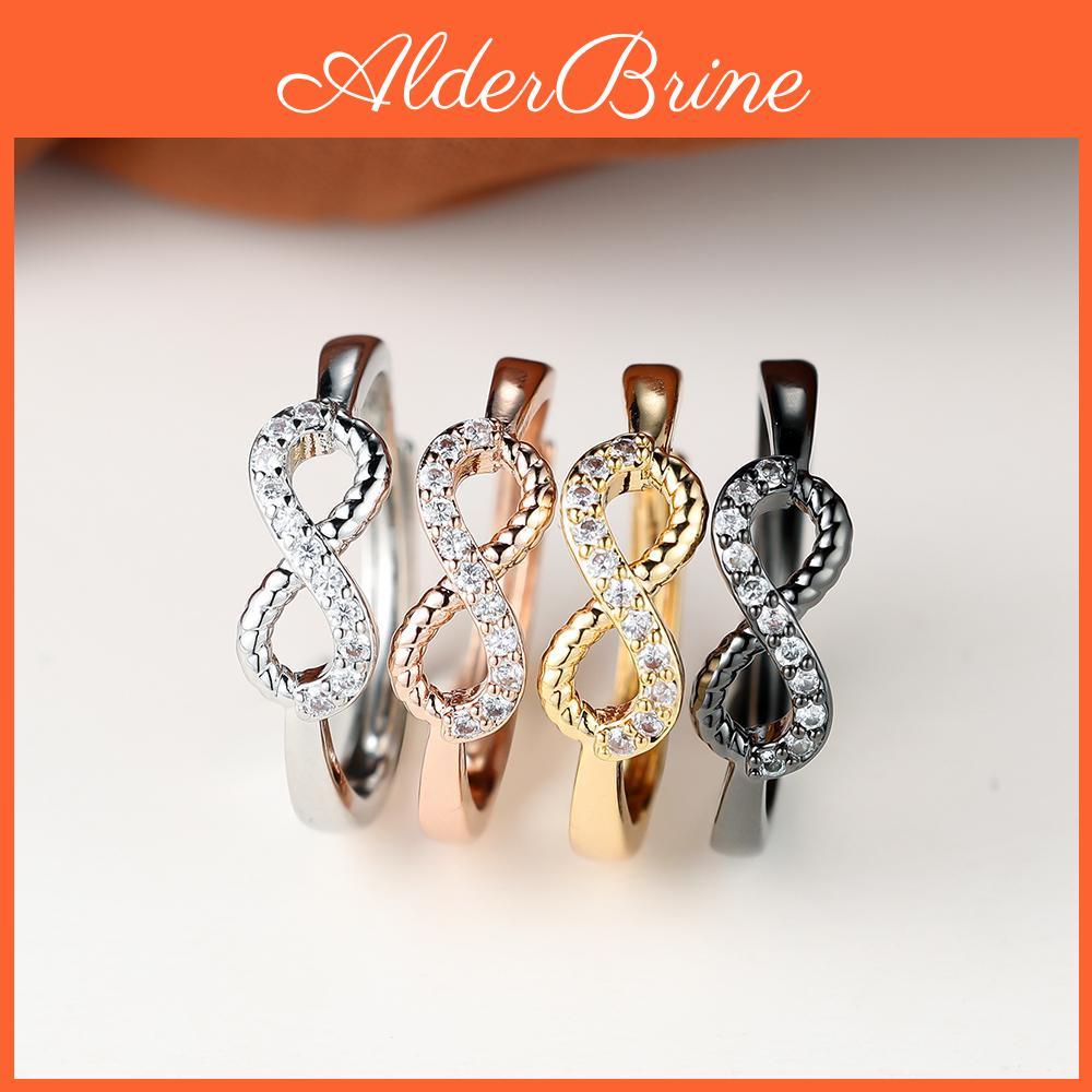 Stone Silver Gold Color White Cz Love Infinity Ring Engagement Adjustable Ring Wedding Opening Rings For Women Fashion Jewelry
