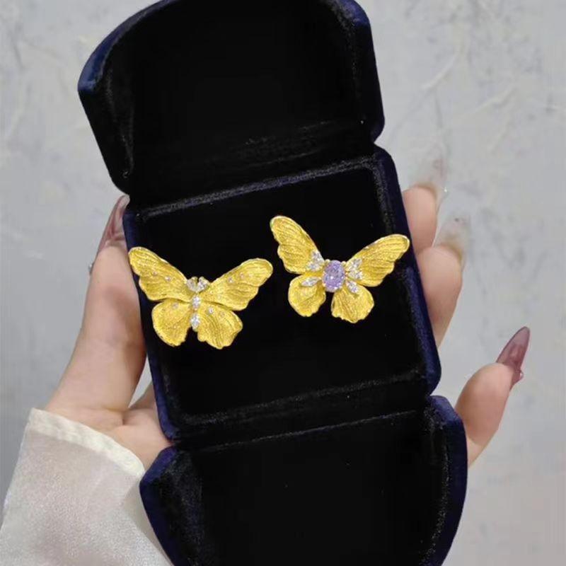 New Chinese Court Style Golden Three-dimensional Butterfly Ring Women's Light Luxury Fashion Versatile Temperament Exquisite High Sense Ring
