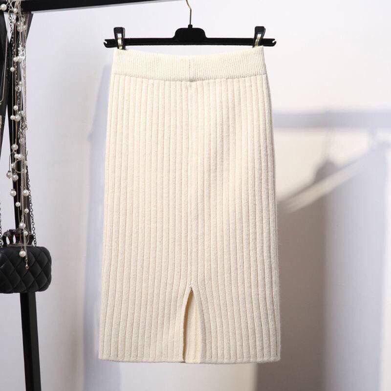 Large Size High Waist Hip Hugging Knitted Half Skirt Yarn Versatile Skirt