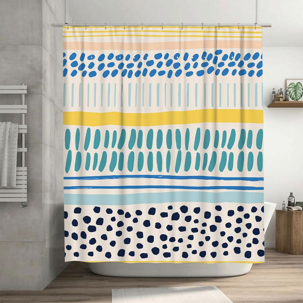 Modern Crystal Shower Curtain, Diamond Pattern Bath Decoration, White Waterfall Style Fabric Curtains for Bathroom Showers Size