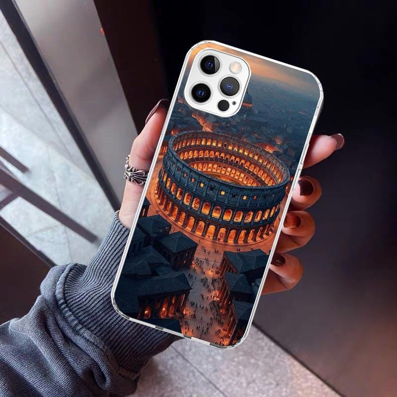 Roman Colosseum Phone Case For iPhone 17 Air 11 13 Mini 14 15 Plus 16 12 Pro Max 16E SE 7 8 Pattern Soft TPU Back Cover 13 12 M
