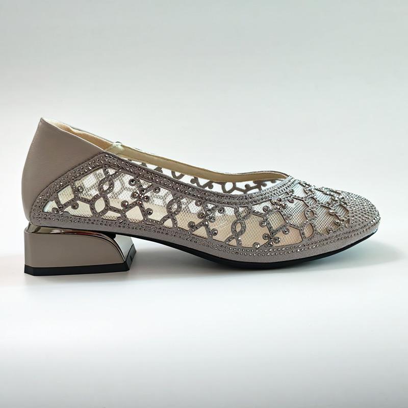Summer Shoes Women Low Heels Breathable Mesh Shoes Square toe Elegant Office Lady Shoes Black Beige Grey Plus Size 42