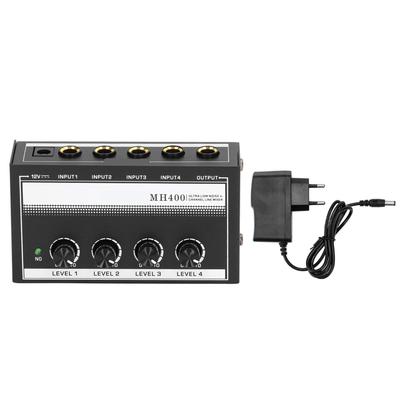 Headphone Amplifier Portable 4 Channel Metal Low Noise Mono Earphone Amplifier for Studio and Stage  White
