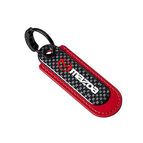 

[Hunesuru] Carbon Keychain Genuine Leather Car Key Chain Car Key Tag Pendant, Red 09