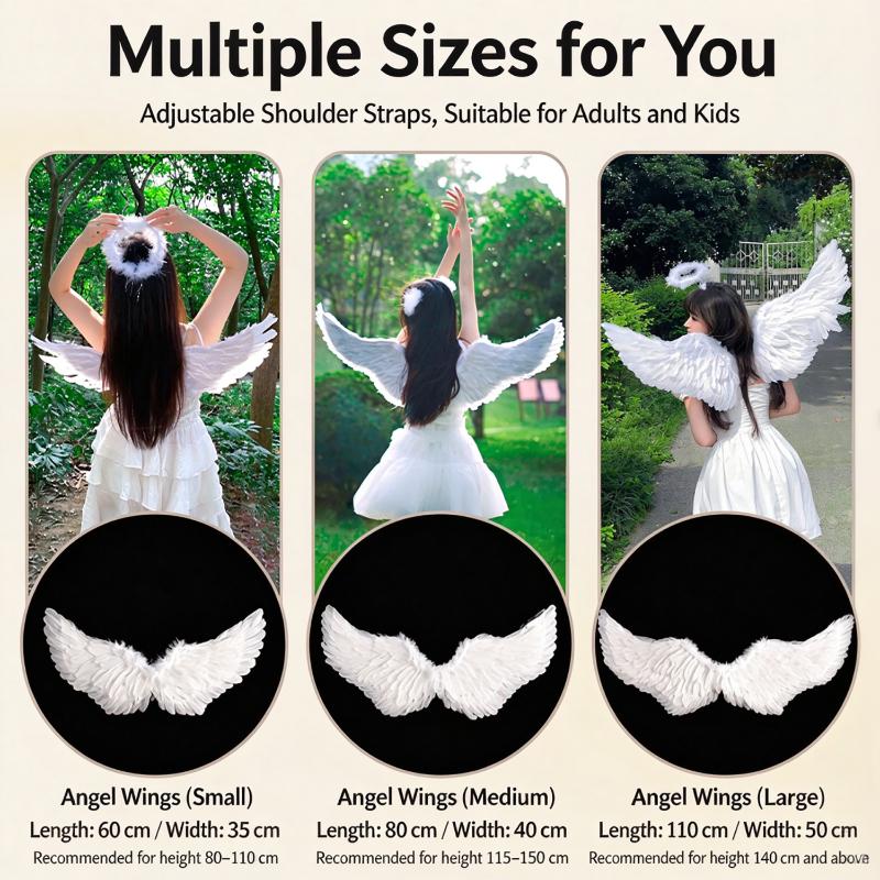 Halloween Christmas Devil Wings Cosplay Angel Wing  Wands Sets White Angel Fairy Feather Wings Wedding Birthday Party Props