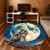 1PC wolf howling moon Office Round Area Rug, Under Office Chairs Bedroom Living Room Home Decor, Carpet for Office -1110016