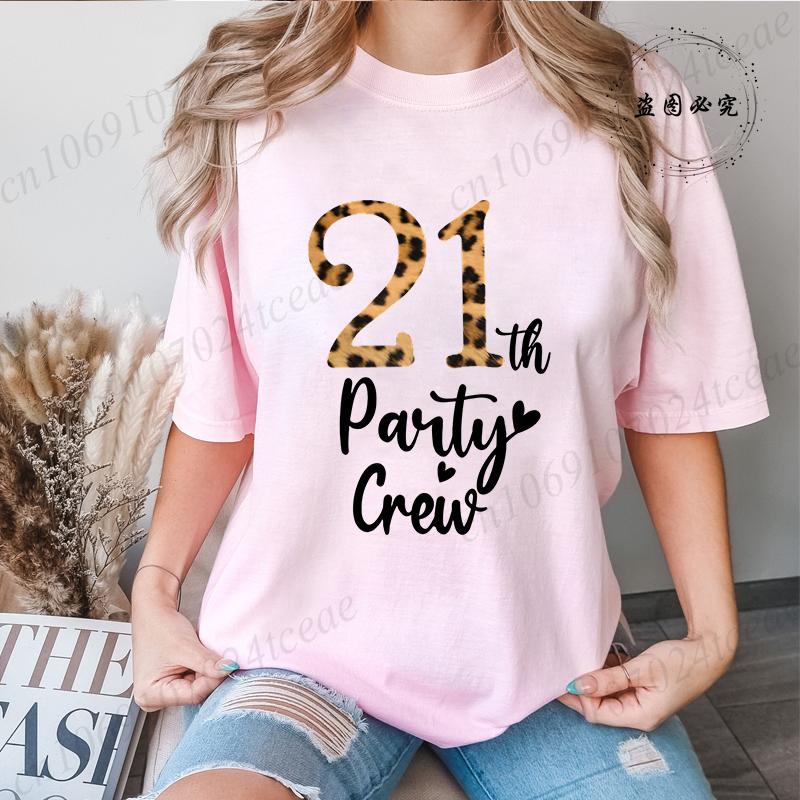 It's My 21th Birthday Leopard Birthday Vintage Graphic TShirt Unisexs Short Sleeve Crew Neck Casual with Retro Aesthetic Clothes