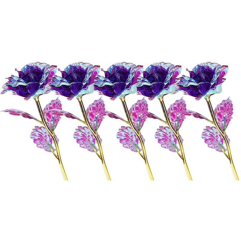 

5-piece Set of Luminous Crystal Roses, Colorful Gold Foil Flowers, Birthday and Valentine s Day Proposal Decorations