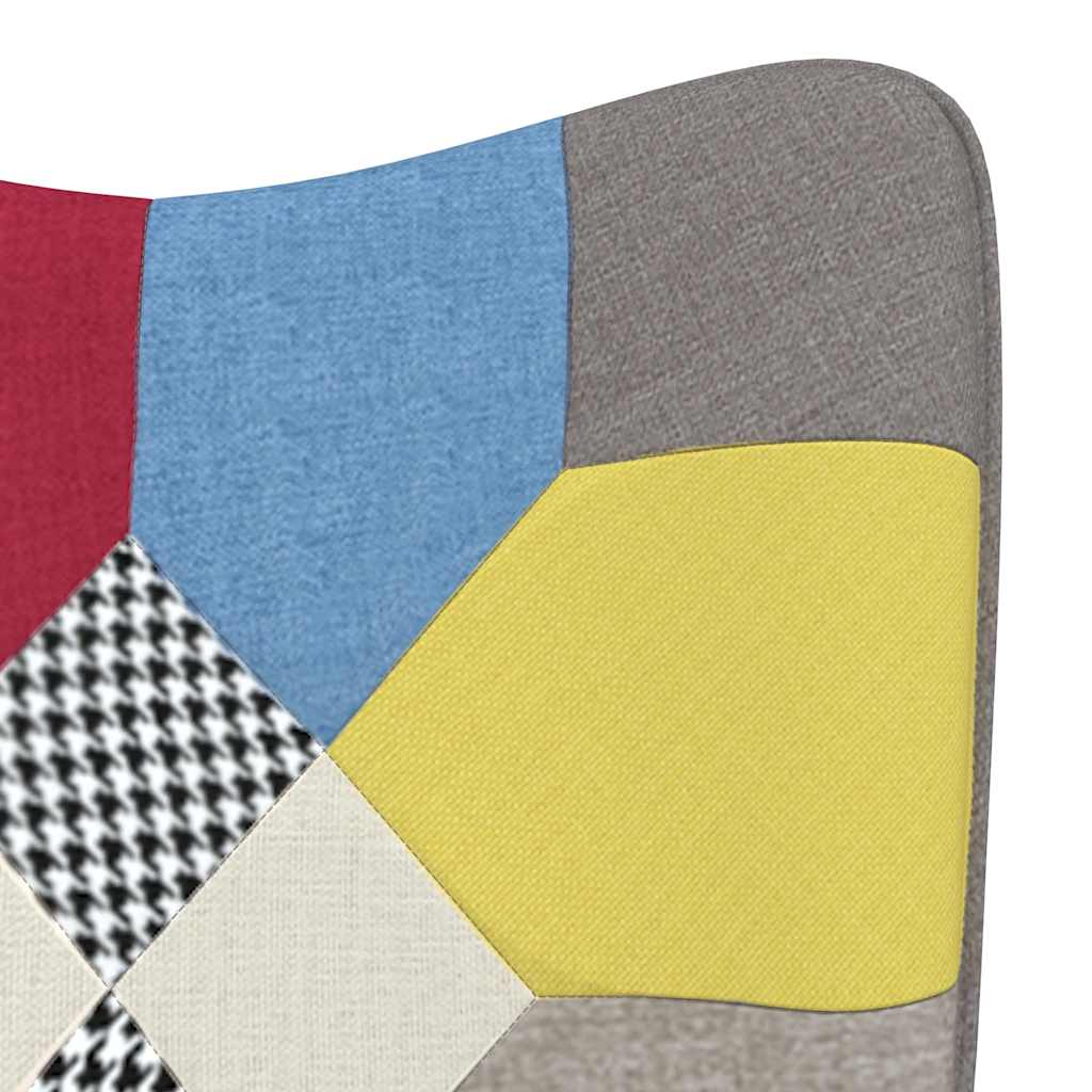 Vidaxl Fotel Bujany Z Podnóżkiem, Patchwork, Obity Tkaniną