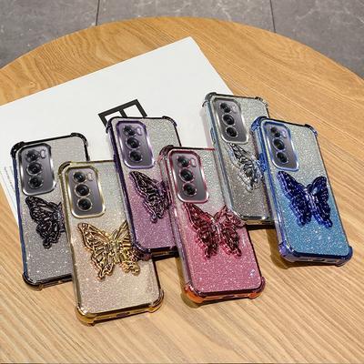 Stoßfeste Schmetterlingshalterung Handyhülle für OPPO Reno 12 11 10 Pro 8 7 6 5 5G 12F 11F 7Z 8Z Find X3 X5 Lite X7 Ultra Weiche Hülle