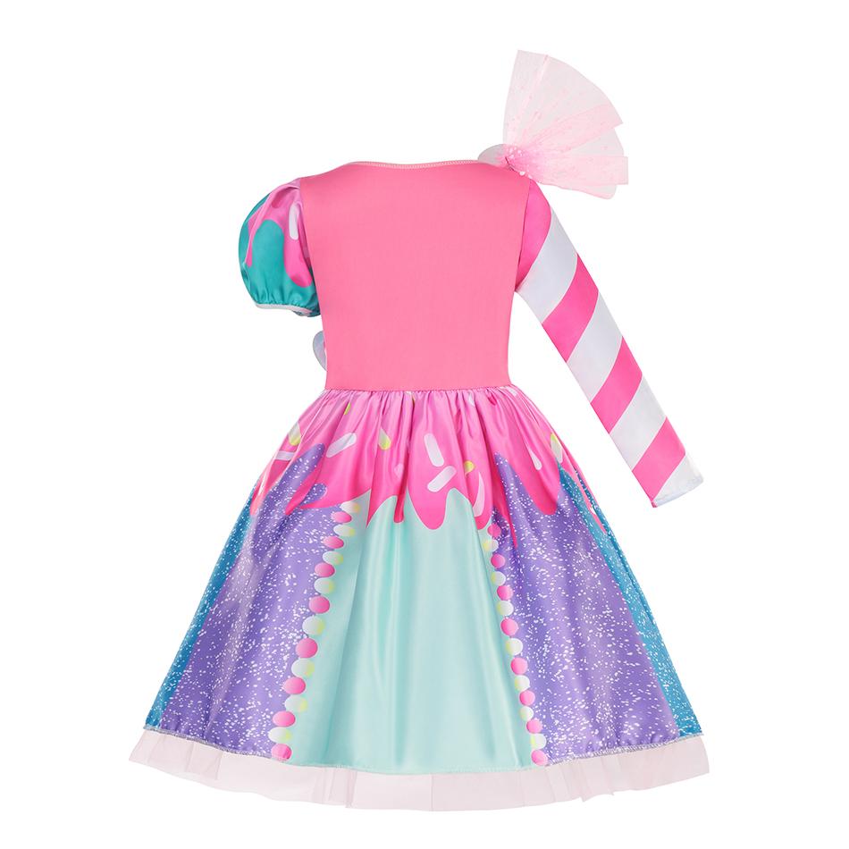 Children's Candy Dress Candy Princess Cosplay Costume Purim Carnival Party Fancy Dress Dress with Candy Hat Suit Prom Costume