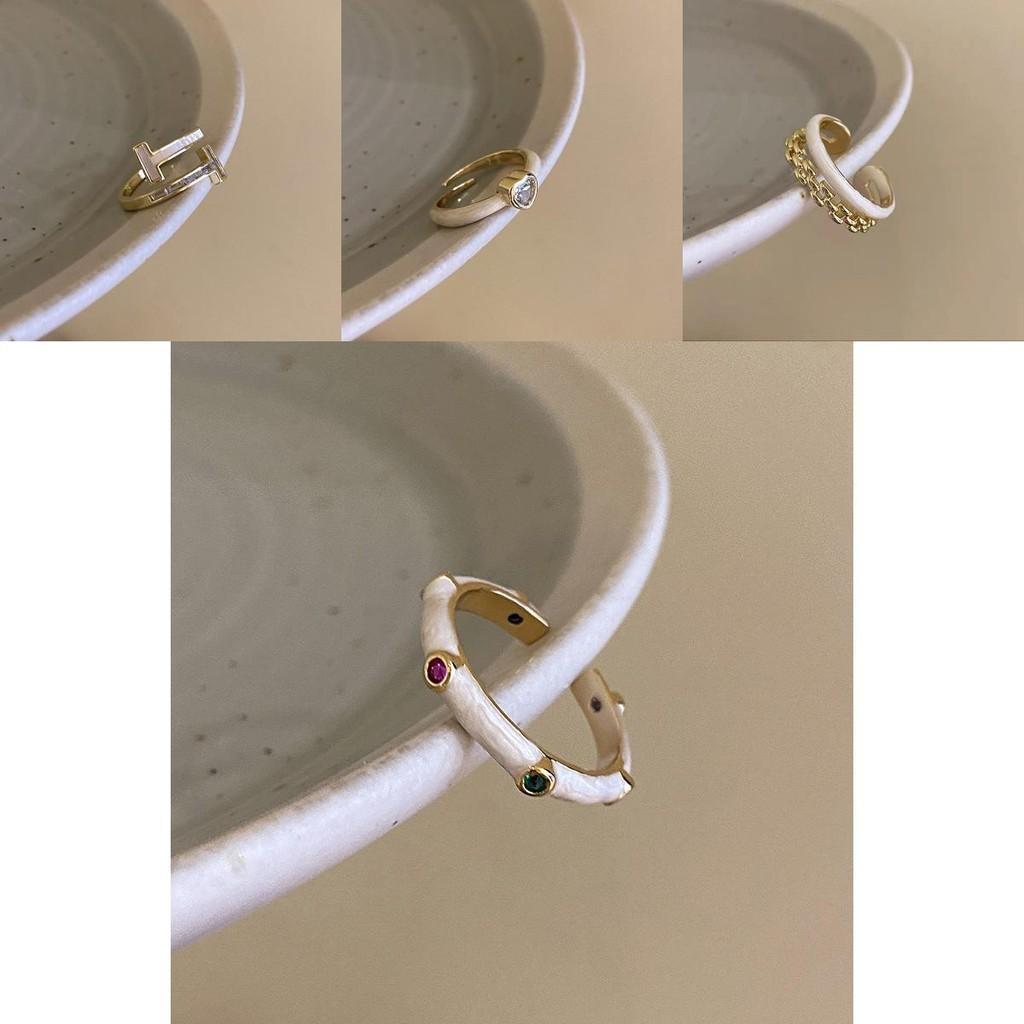 2023 Chic Ins Style Double Layer Drip Glazed Heart Zircon Ring Women For