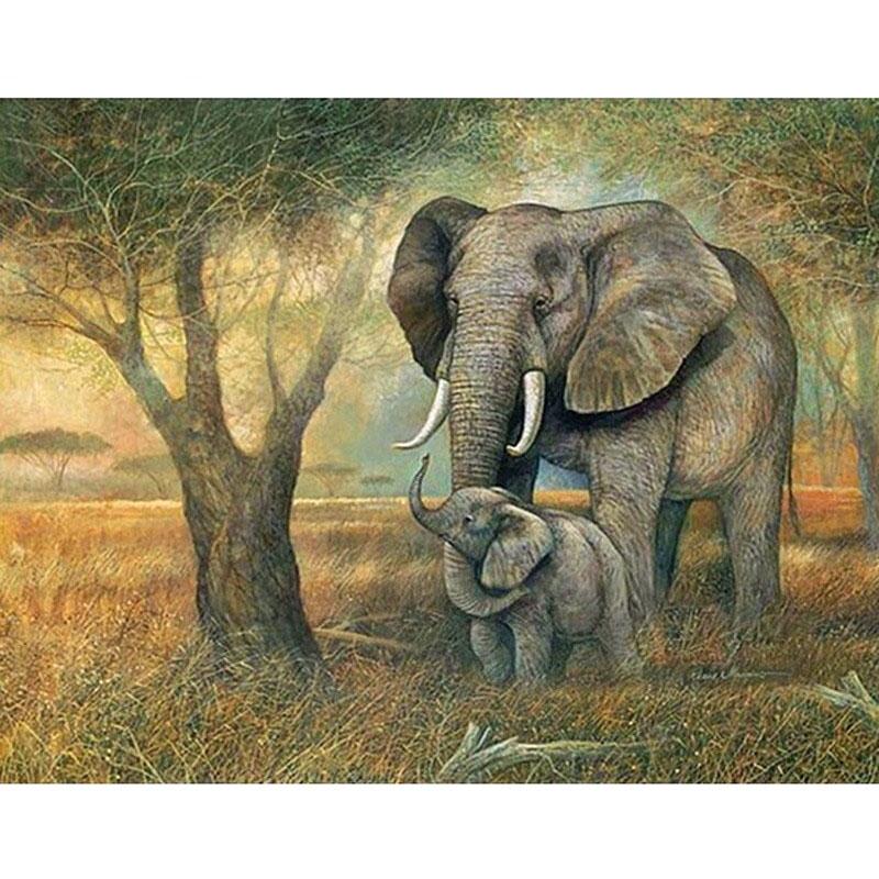 New DIY 5D Diamond Painting Elephant Diamond Embroidery Animal Cross Stitch Full Round Drill Mosaic Art Home Decor Gift