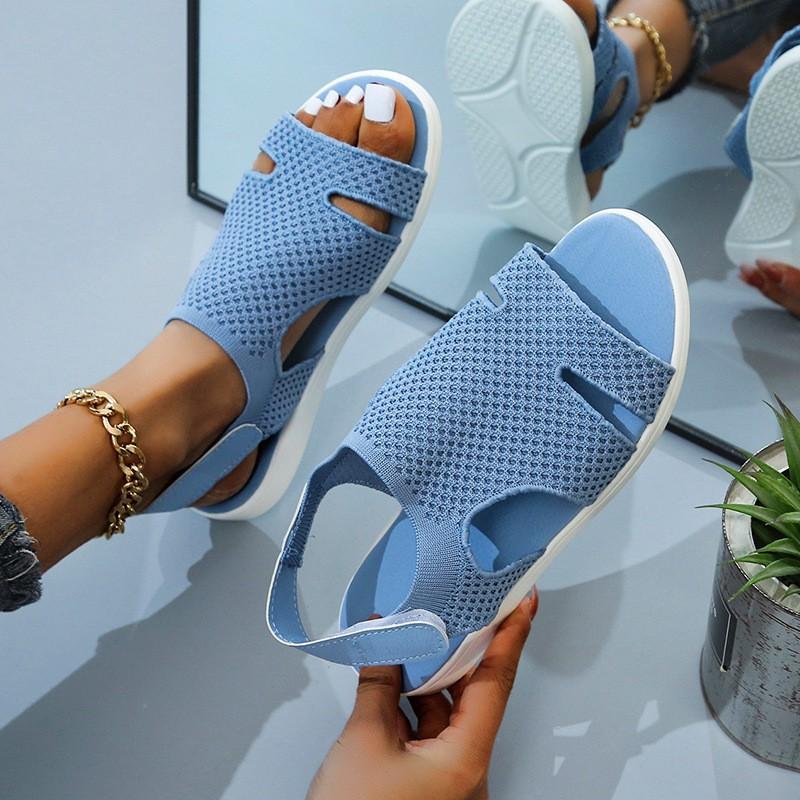 Nuovi Sandali Estivi da Donna moda Tessuto elastico volante Strass Casual Scarpe Piatte da Donna 2024 Scarpa da Spiaggia da Donna Taglia grande 36-43