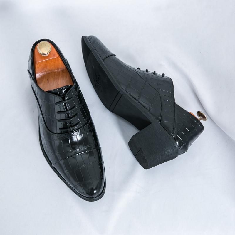 New Elevator Shoes for Men Heel Shoes Formal Leather Brown Men Loafers Dress Shoes Fashion Crocodile Mens Heightening Shoes