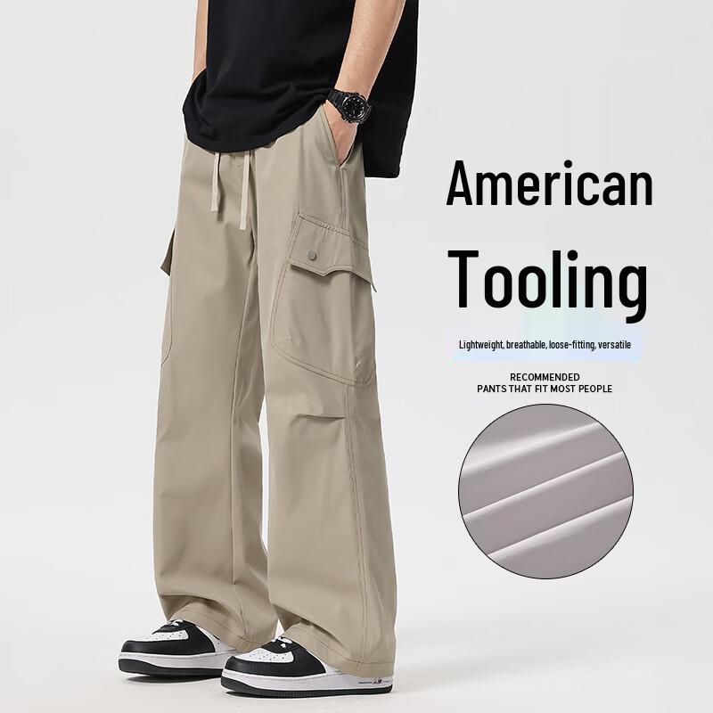 VUUG Men's Summer Loose Straight Cargo Pants