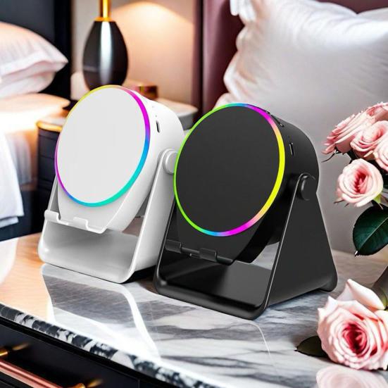 Wireless Induction Speaker with Adjustable Cell Phone Stand Stereo Sound Colorful Light 800mAh Rechargeable 5-in-1 Bluetooth-compatible Speaker