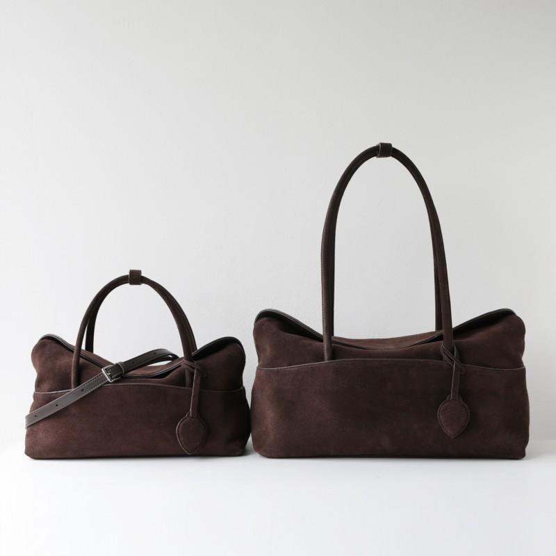 Nubuck Leather Pillow Shape Tote Bag