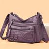 Women'S Large Capacity Shoulder Crossbody Bag, Multi Layer Zipper Pocket Synthetic Handbag Purse with Golden-Tone Hardware