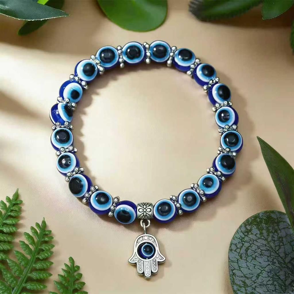 Turkish Evil Eye Bracelet for Men Women Blue Beaded Handmade Charm Jewelry with Butterfly Pendant charm bracelet jewelry