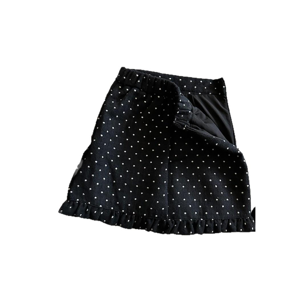 Plus-Size Women's Polka Dot Ruffle Lace Mini Skirt - High Waist, Slimming & Hip-Hugging Design