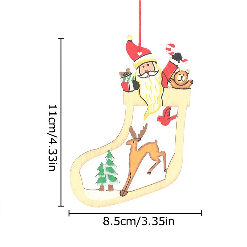 

1 шт. Счастливого Рождества, рождественские украшения, счастливого Нового года, декор для елки, красные полые деревянные подвески