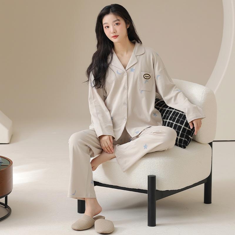 1A antibacterial pajamas women's 1011 new autumn all-pure cotton long-sleeved summer loungewear set spring and autumn models