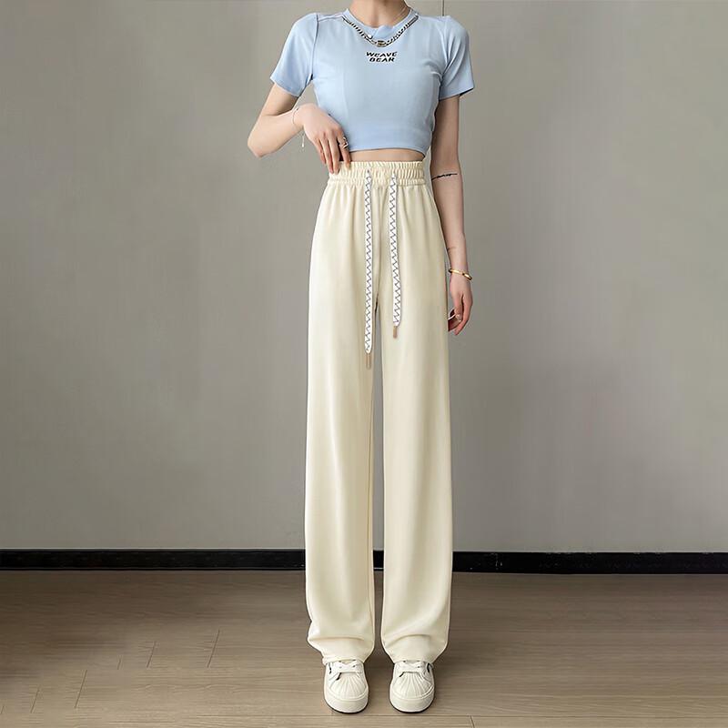 JOHLIN DREAM Women s High-Waist Loose Wide-Leg Casual Trousers L