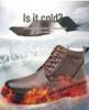 Herren High-Top Winterstiefel aus echtem Leder mit Wollfutter und Samt-Wärme