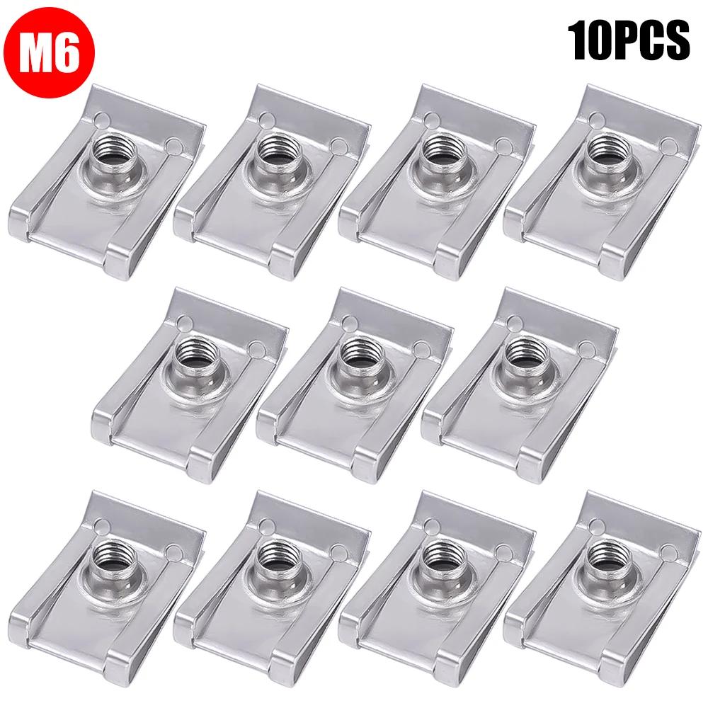 10PCS U Nut Kit Stainless Steel WithThreaded Nut Clip for Car Motorcycle Truck Bumper Auto Fender Fastener Rust Protection Clip