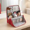 Large Capacity Vertical Makeup Bag Standable Multi-Compartment Skincare Storage Bag with Mirror Partitioned Cosmetic Organizer