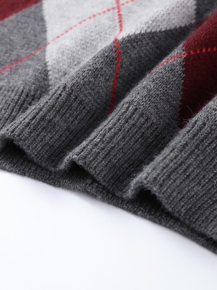 Women's Diamond Patterned Jacquard Knitted Round Neck Sweater Women's Warm and Fashionable Winter Round Neck Pullover 2025