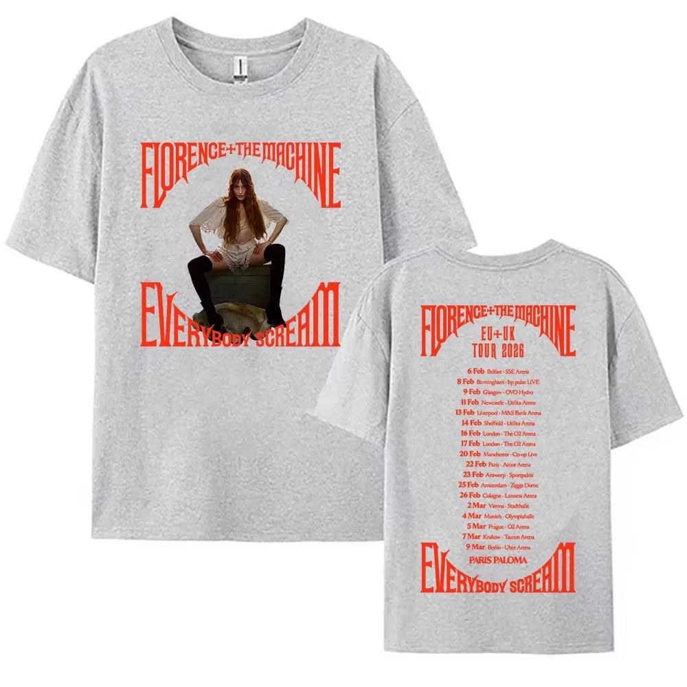 

2026 Everybody Scream Tour Tshirt Florence The Machine Band Printing Tshirts Loose Short Sleeve Cotton Female T Shirt Unisex S