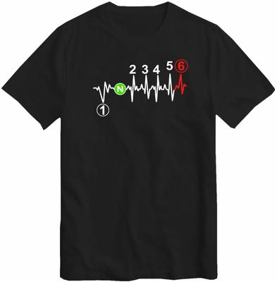 Motorcycle Biker 1N23456 Bike Gear Shift T-Shirt Heartbeat Gear Shift 1 Up 5 Down SuperMoto Biker T Shirt Top Tee