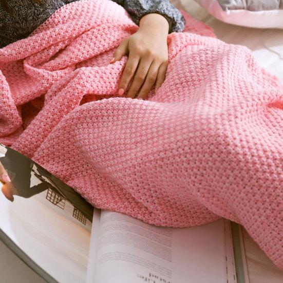 Solid Color Mermaid Tail Knitted Bed Sofa Sleeping Rest Blanket Home Decoration