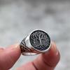 European and American Retro Stainless Steel Men's Ring Glossy Viking Tree of Life Ring