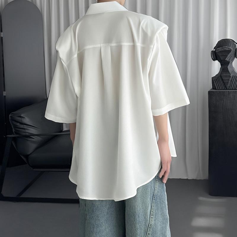 2026 Estate Camicie Nere a Maniche Corte Uomo Coreane Comode Camicette Maschili Casual Larghe a Bottone Singolo