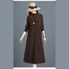 Long Knee-length Knitted Dress for Women In Autumn and Winter Solid Color Loose Plus-size Sweater Dress Half Turtleneck Sweater A-line Dress