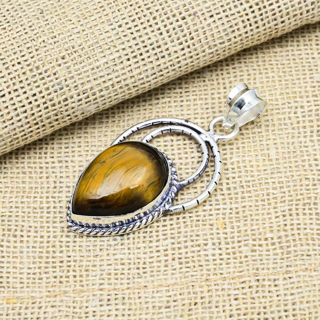 Tigeröga Ädelsten Handgjorda 925 Massivt Sterlingsilver Smycken För Thanksgiving Gåva