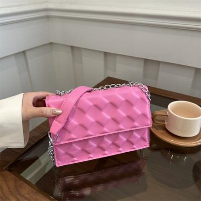 2025 Autumn New Macaron Chain Small Square Bag Niche Design Stylish and Simple Diamond Shoulder Messenger Bag
