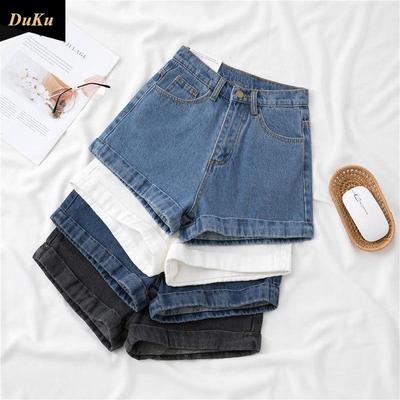 Curly Denim Shorts Women Summer Thin Straight Casual Wide Leg Hot Pants Women