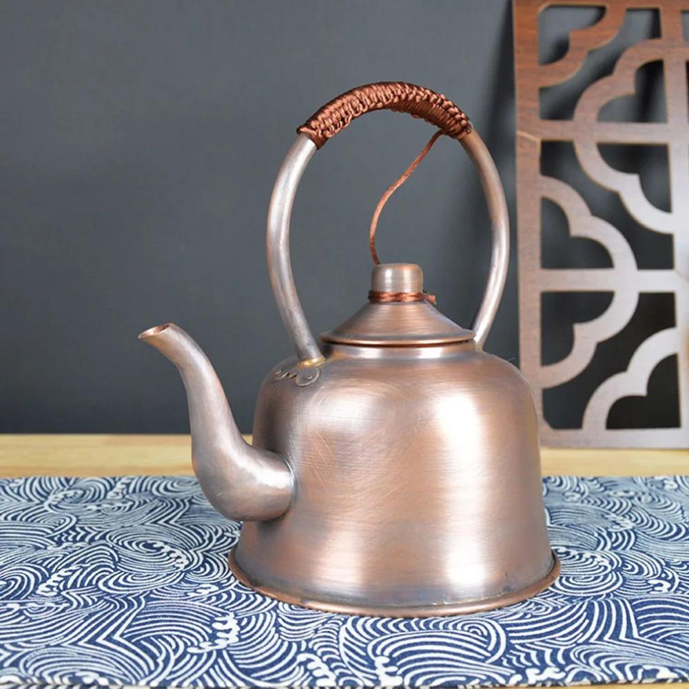 1,5L Kanvica z čistej medi Zahustená Červená Meď Mosadz Varná Kanvica Proti Obareniu Hrniec na Mlieko a Čaj Vintage Medená Čajová Súprava pre Domácnosť