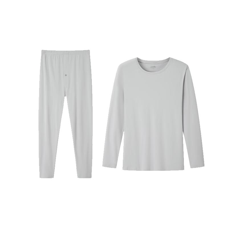 Yiershuang Men's 100% Pure Cotton Round Neck Thermal Underwear Set